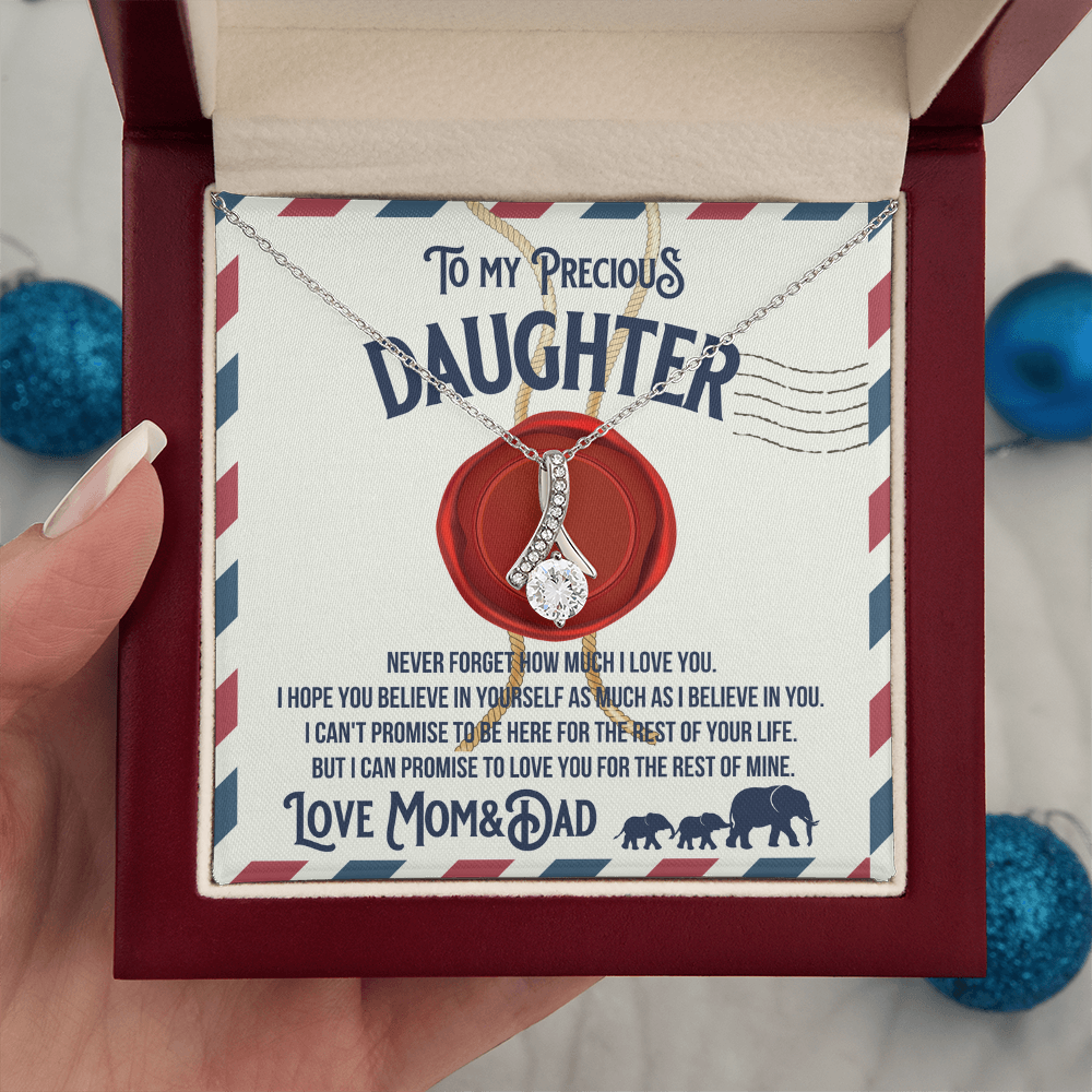 To my precious Daughter, Alluring Beauty Yellow and White Gold Necklace with Message card