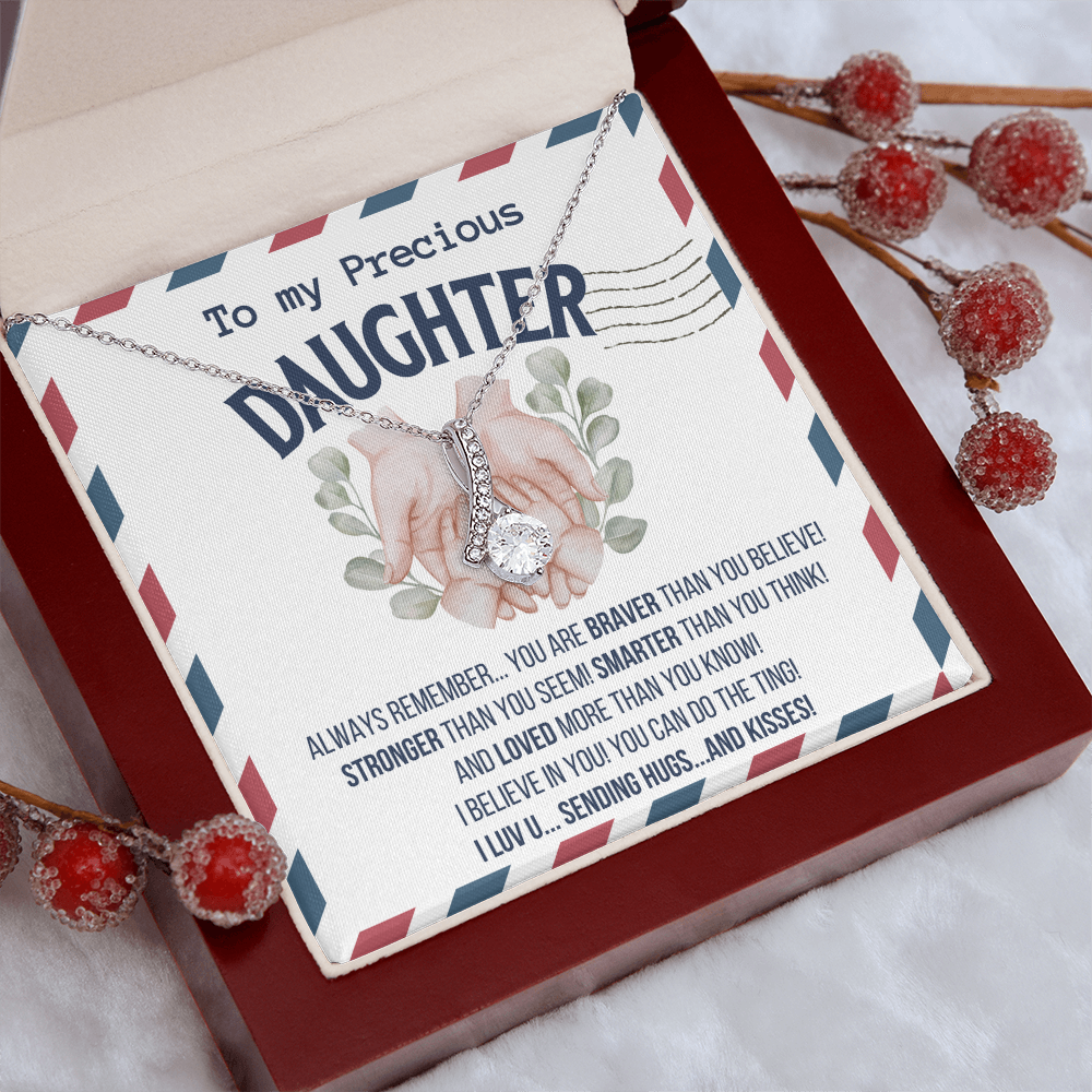 To my Precious Daughter, Alluring Beauty Yellow and White Gold Necklace with Message card