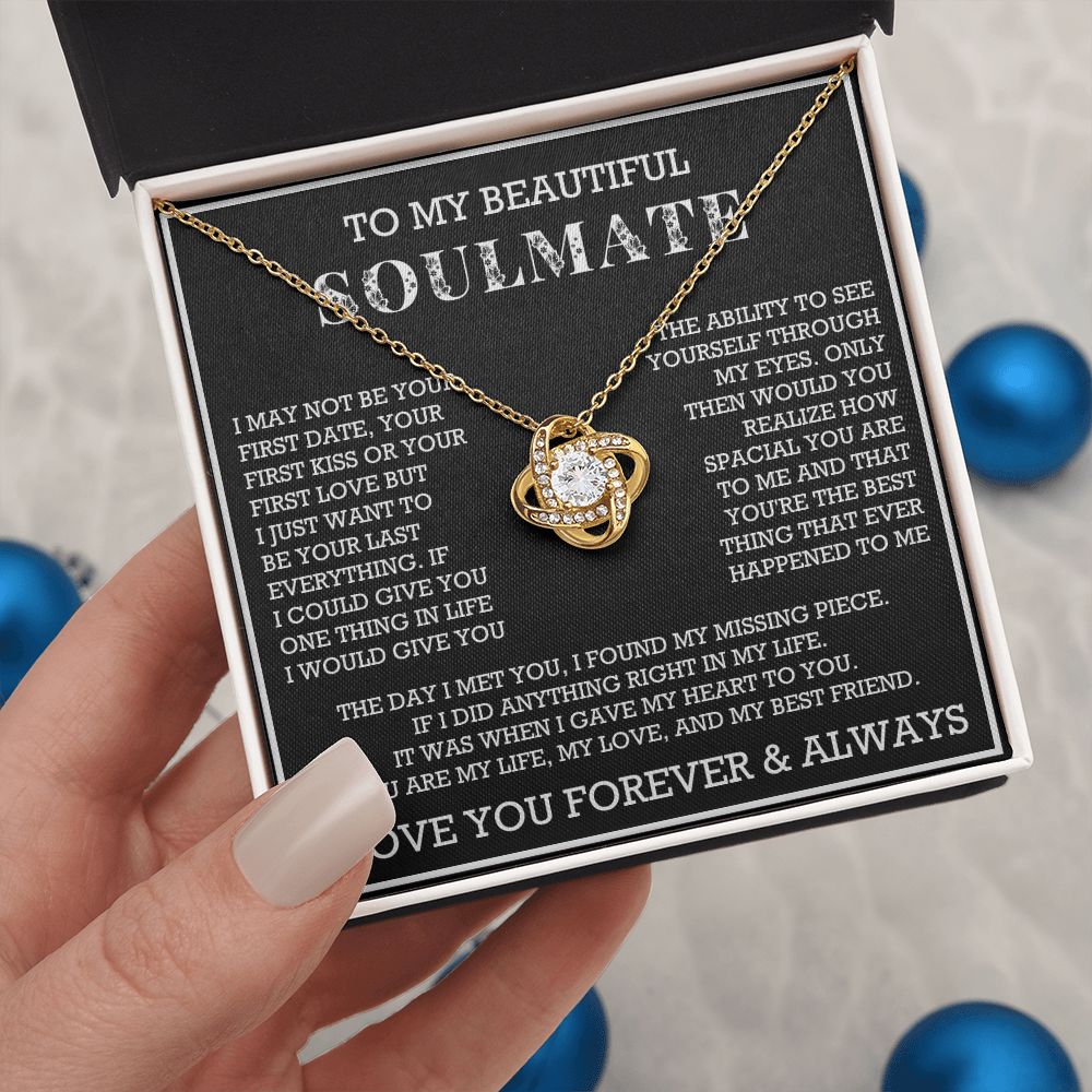 To My Beautiful Soulmate Love Knot Necklace, Gift for Wife, Girlfriend, Anniversary Necklace