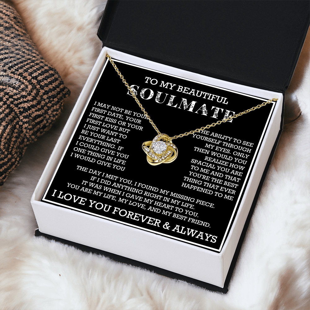 To My Beautiful Soulmate Love Knot Necklace, Gift for Wife, Girlfriend, Anniversary Necklace