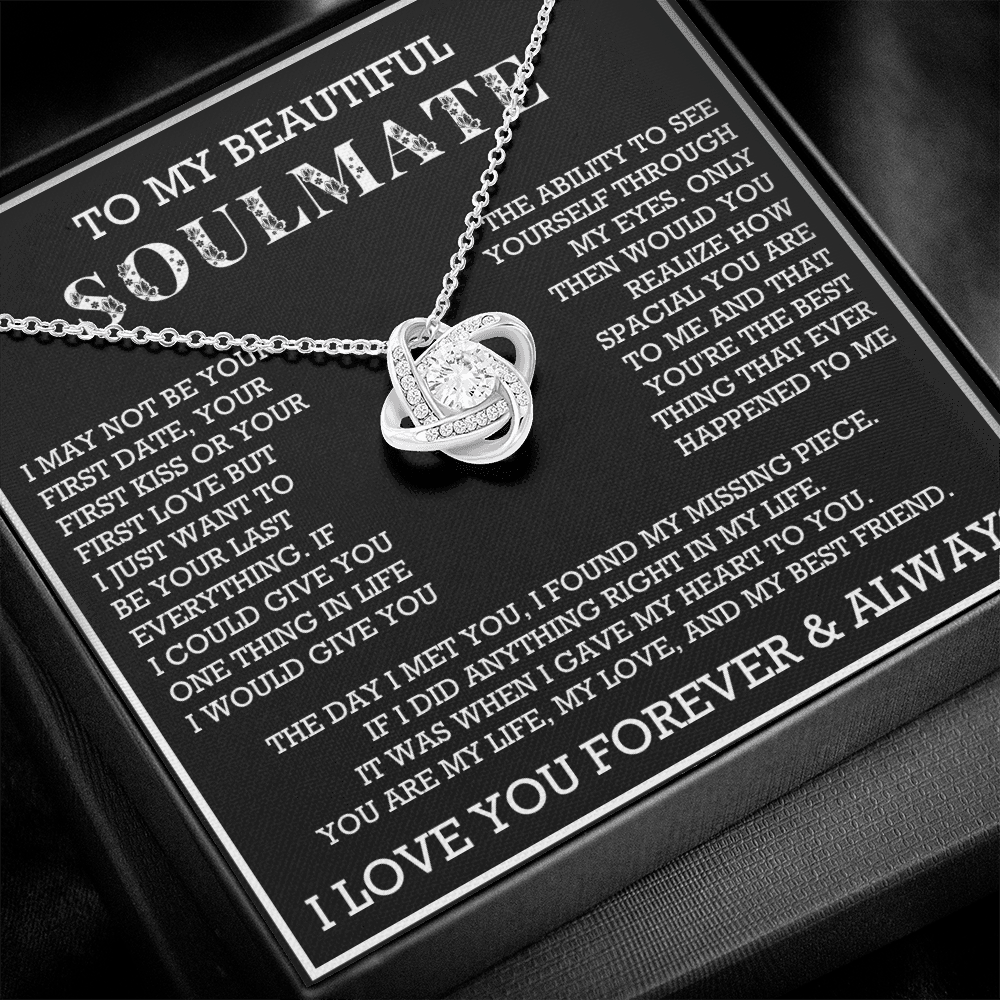 To My Beautiful Soulmate Love Knot Necklace, Gift for Wife, Girlfriend, Anniversary Necklace
