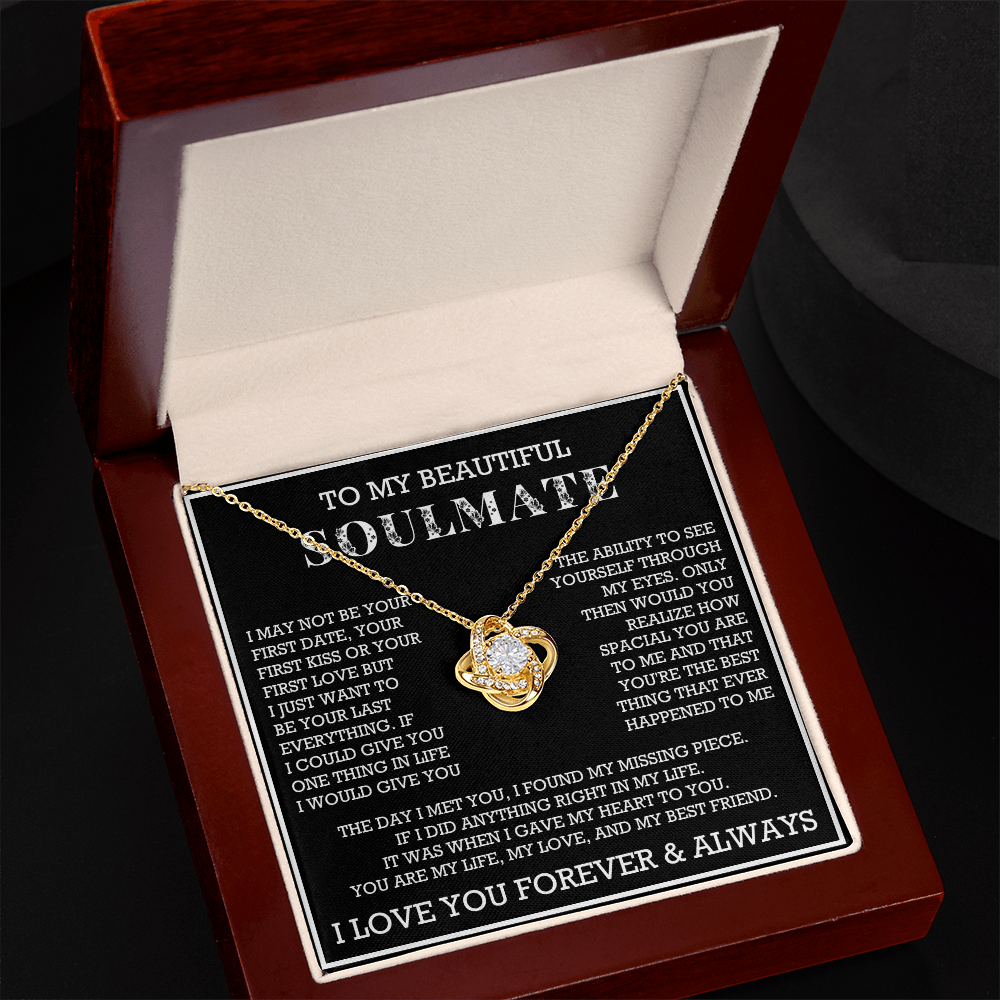 To My Beautiful Soulmate Love Knot Necklace, Gift for Wife, Girlfriend, Anniversary Necklace