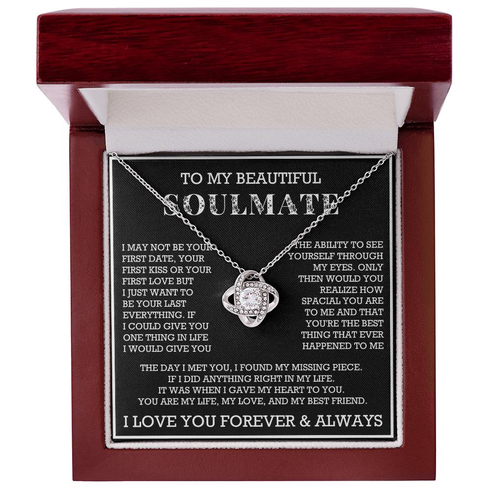 To My Beautiful Soulmate Love Knot Necklace, Gift for Wife, Girlfriend, Anniversary Necklace