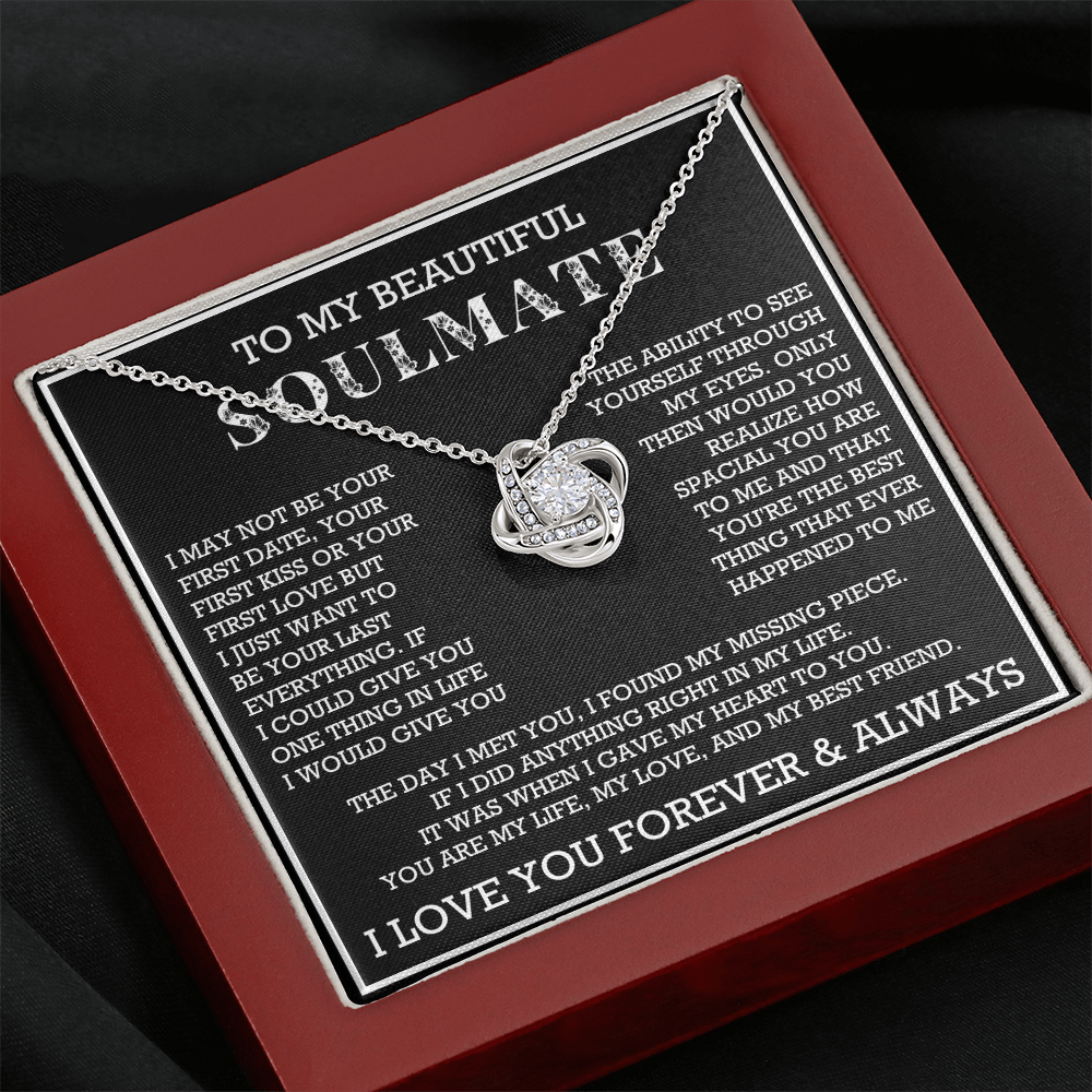 To My Beautiful Soulmate Love Knot Necklace, Gift for Wife, Girlfriend, Anniversary Necklace