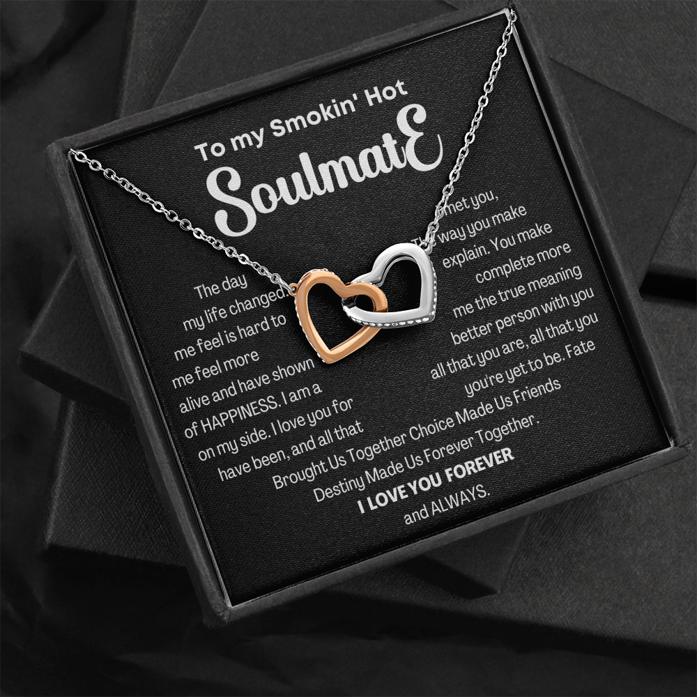 To my Smokin' Hot Interlocking Hearts Necklace, Anniversary Gift for Wife, Girlfriend Necklace