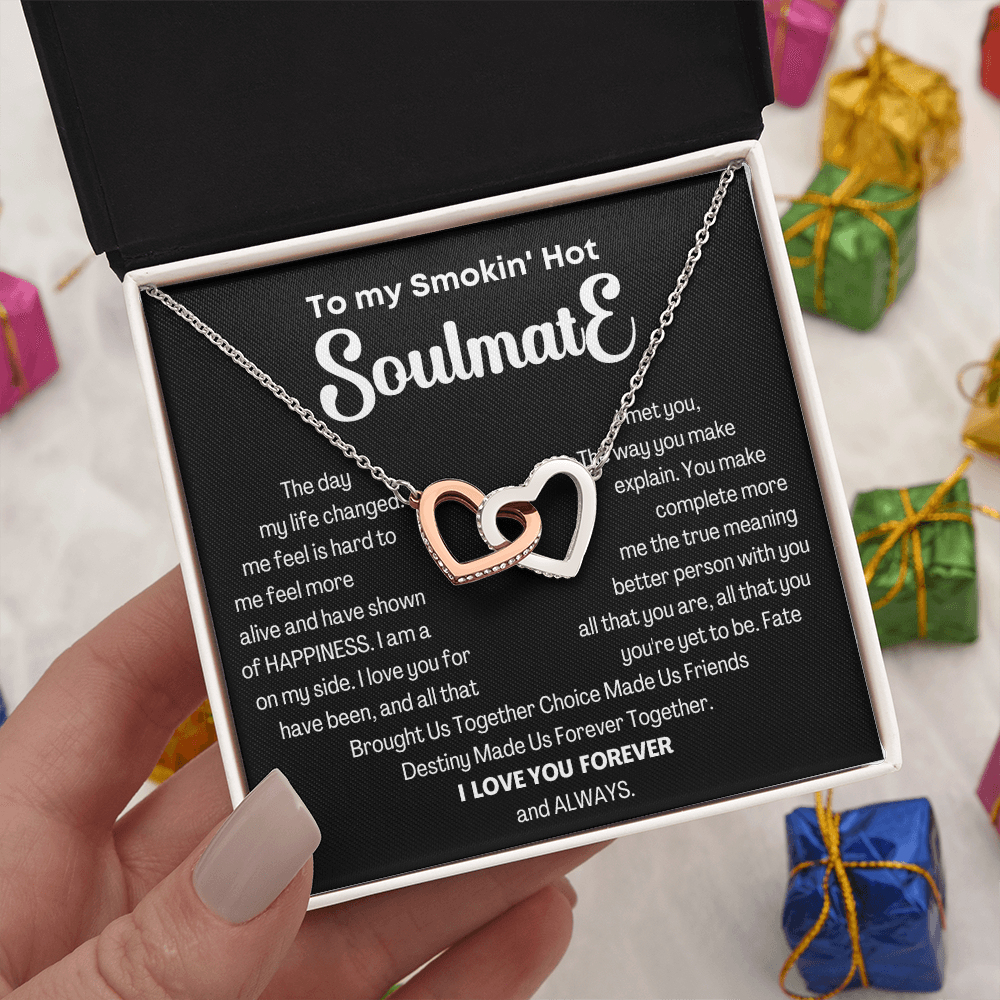 To my Smokin' Hot Interlocking Hearts Necklace, Anniversary Gift for Wife, Girlfriend Necklace
