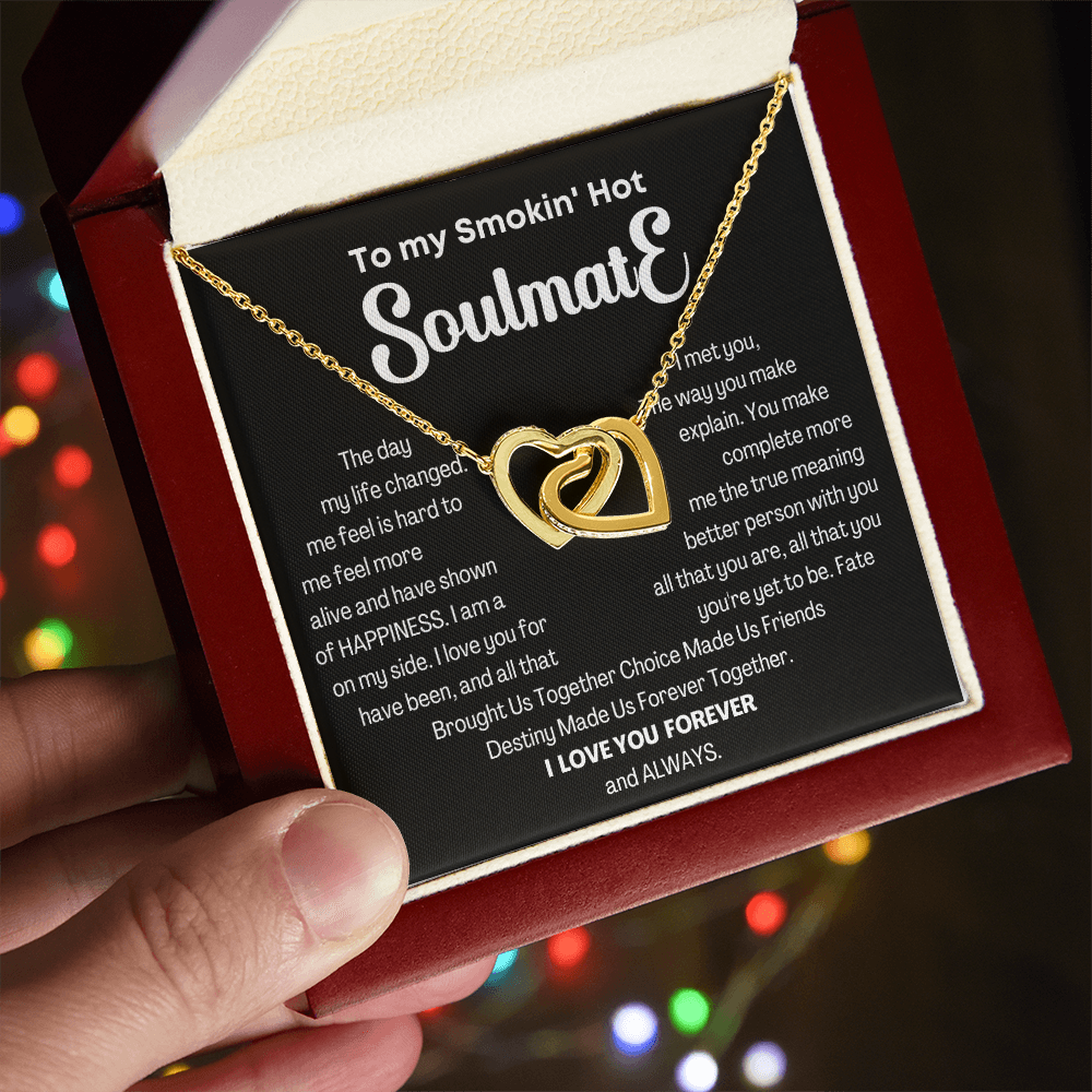To my Smokin' Hot Interlocking Hearts Necklace, Anniversary Gift for Wife, Girlfriend Necklace