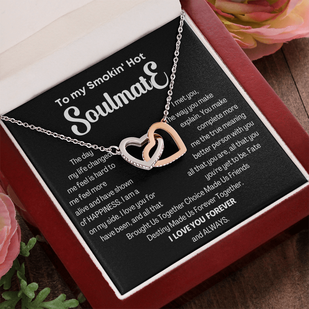 To my Smokin' Hot Interlocking Hearts Necklace, Anniversary Gift for Wife, Girlfriend Necklace