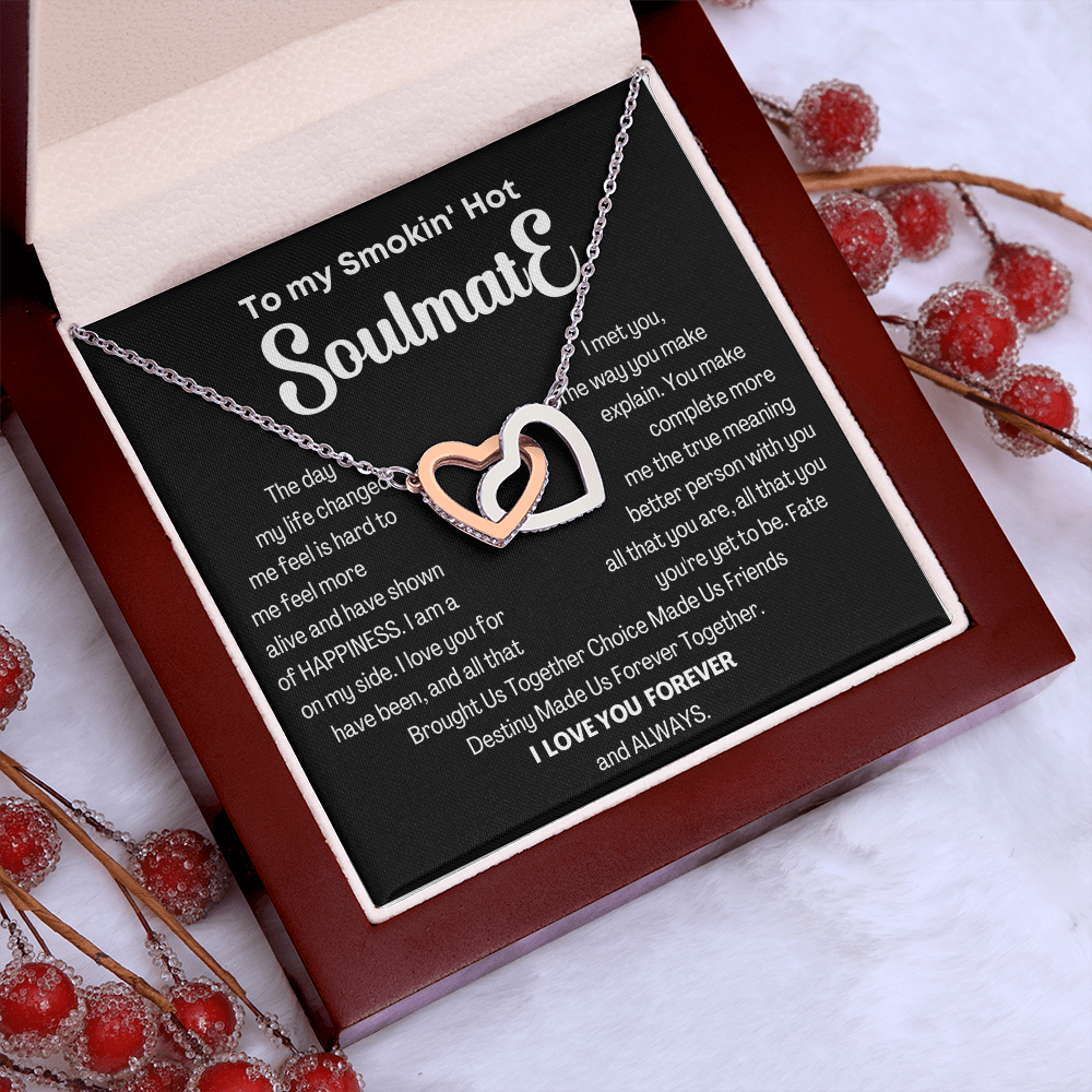 To my Smokin' Hot Interlocking Hearts Necklace, Anniversary Gift for Wife, Girlfriend Necklace
