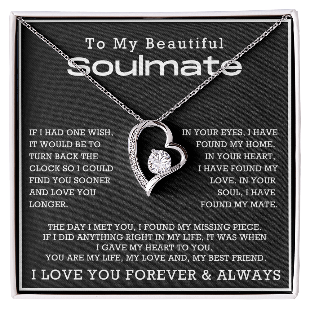 To My Beautiful Soulmate Forever Love Hearts Necklace, Anniversary Gift for Girlfriend with Message Card