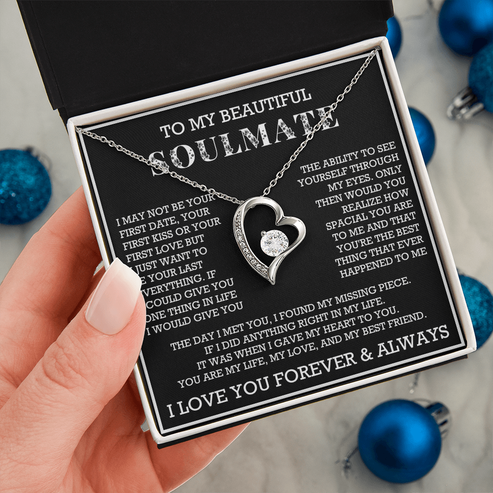 Forever Love To My Soulmate Heart Necklace, Anniversary Soulmate Jewelry, Gift for Girlfriend