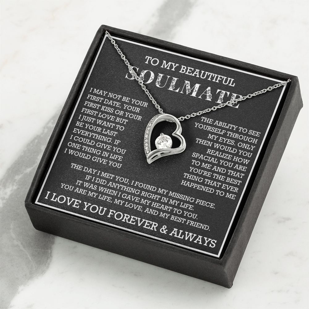 Forever Love To My Soulmate Heart Necklace, Anniversary Soulmate Jewelry, Gift for Girlfriend
