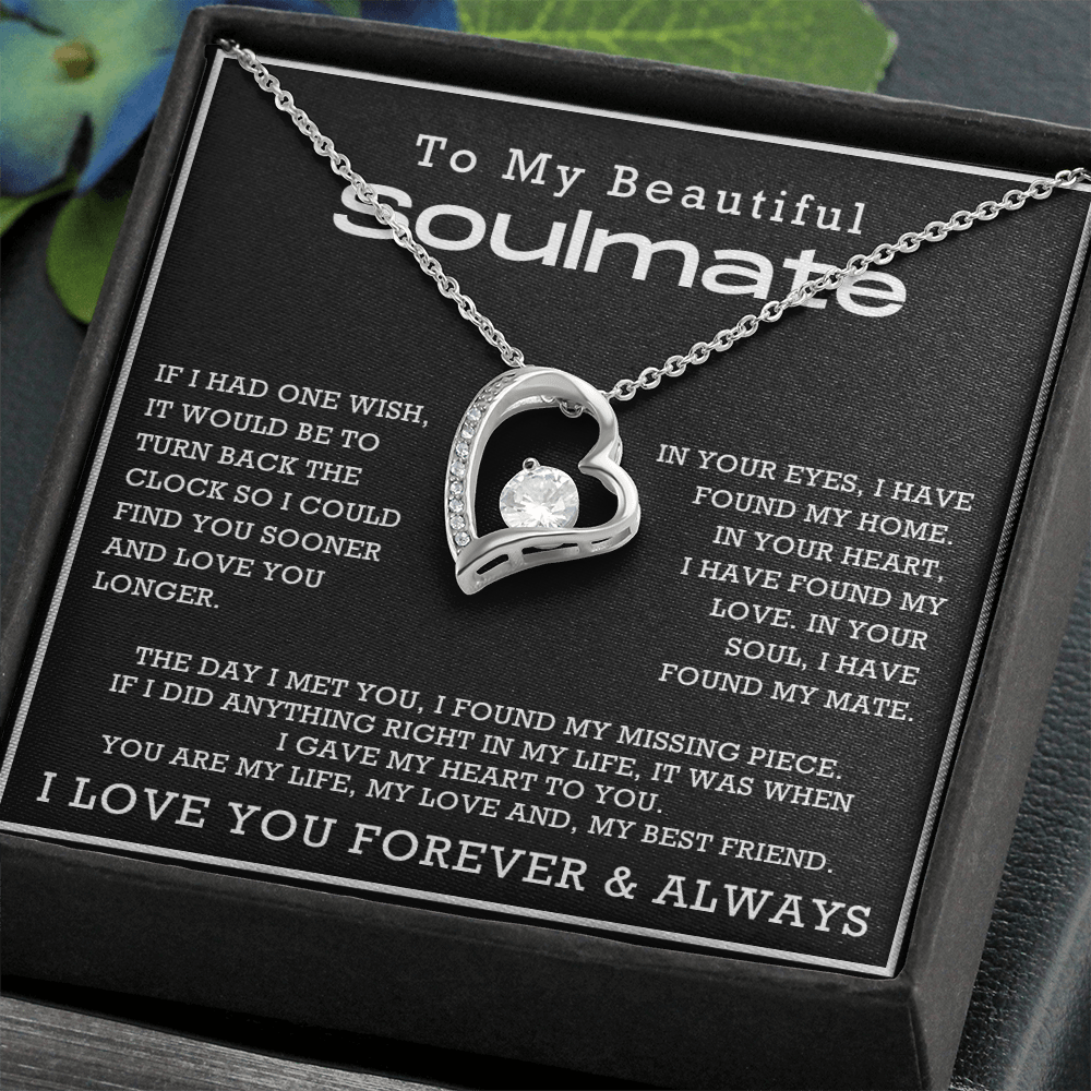 To My Beautiful Soulmate Forever Love Hearts Necklace, Anniversary Gift for Girlfriend with Message Card