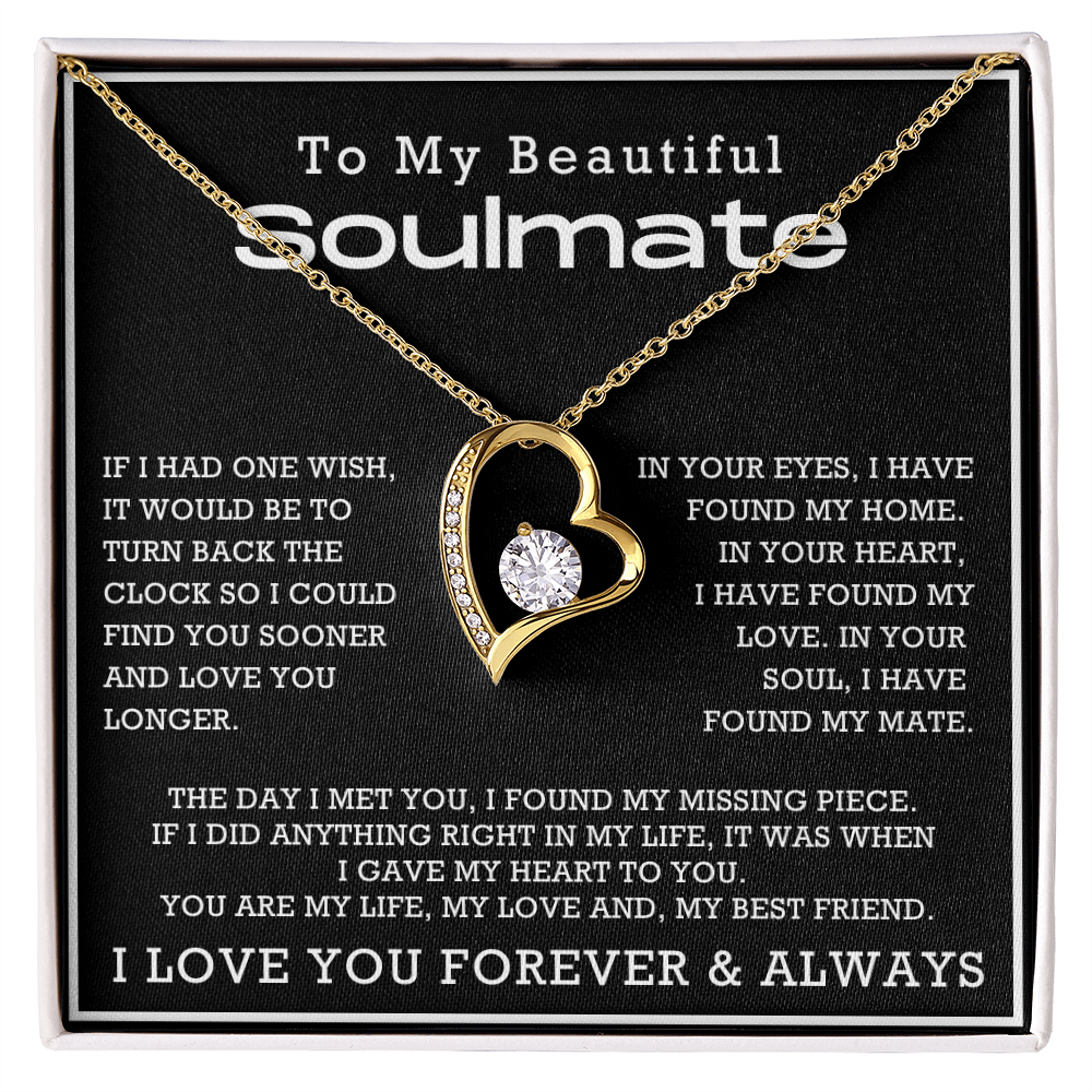 To My Beautiful Soulmate Forever Love Hearts Necklace, Anniversary Gift for Girlfriend with Message Card