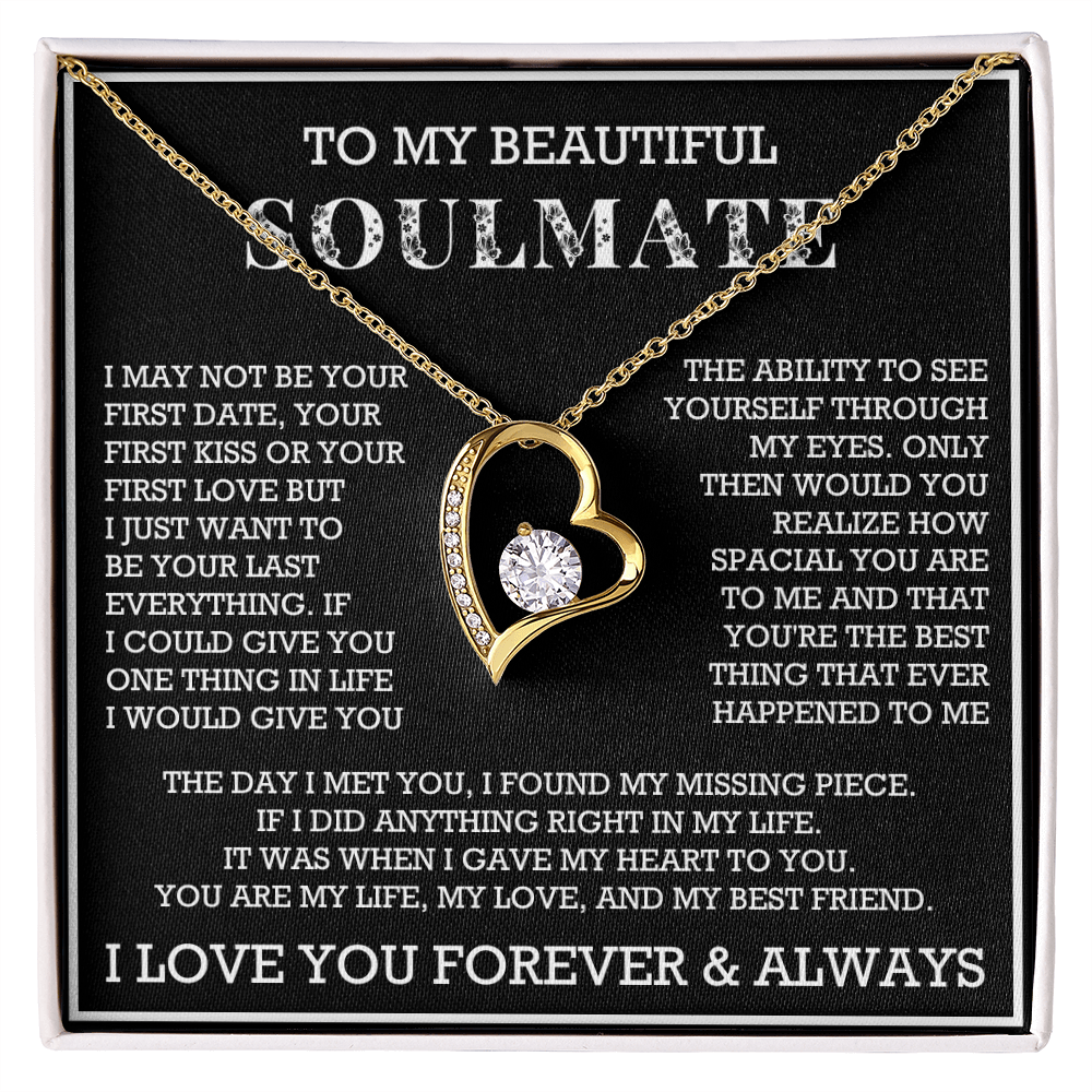 Forever Love To My Soulmate Heart Necklace, Anniversary Soulmate Jewelry, Gift for Girlfriend