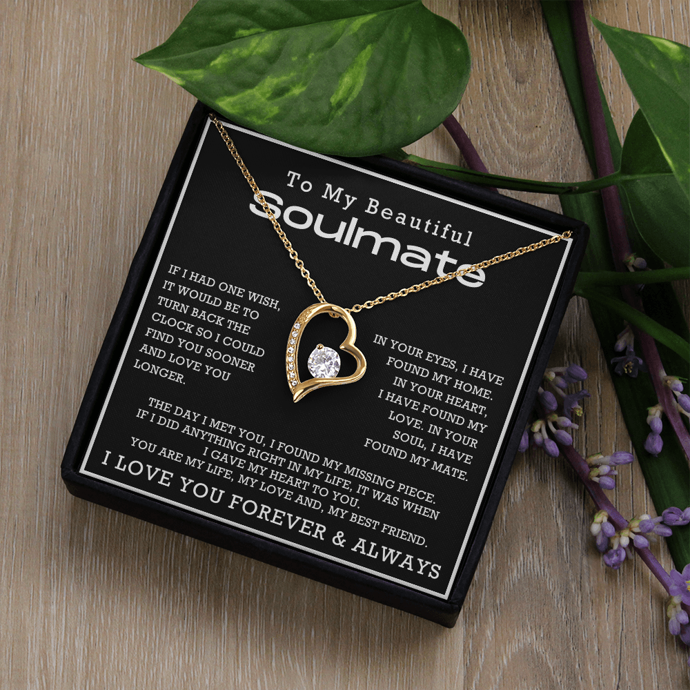 To My Beautiful Soulmate Forever Love Hearts Necklace, Anniversary Gift for Girlfriend with Message Card