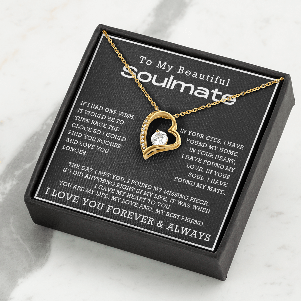 To My Beautiful Soulmate Forever Love Hearts Necklace, Anniversary Gift for Girlfriend with Message Card
