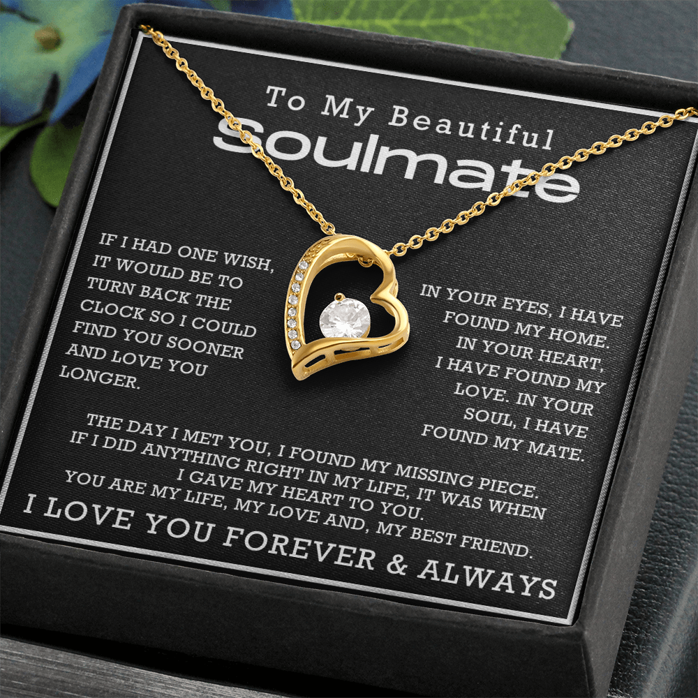 To My Beautiful Soulmate Forever Love Hearts Necklace, Anniversary Gift for Girlfriend with Message Card