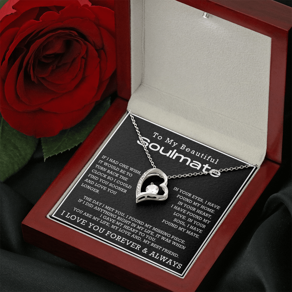To My Beautiful Soulmate Forever Love Hearts Necklace, Anniversary Gift for Girlfriend with Message Card