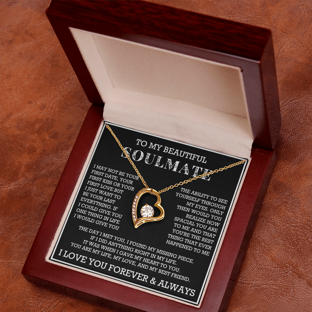 Forever Love To My Soulmate Heart Necklace, Anniversary Soulmate Jewelry, Gift for Girlfriend