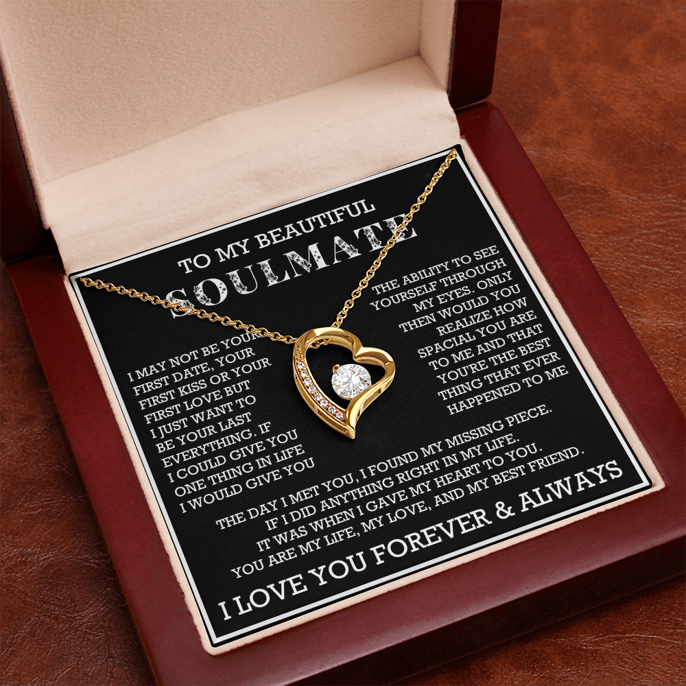 Forever Love To My Soulmate Heart Necklace, Anniversary Soulmate Jewelry, Gift for Girlfriend