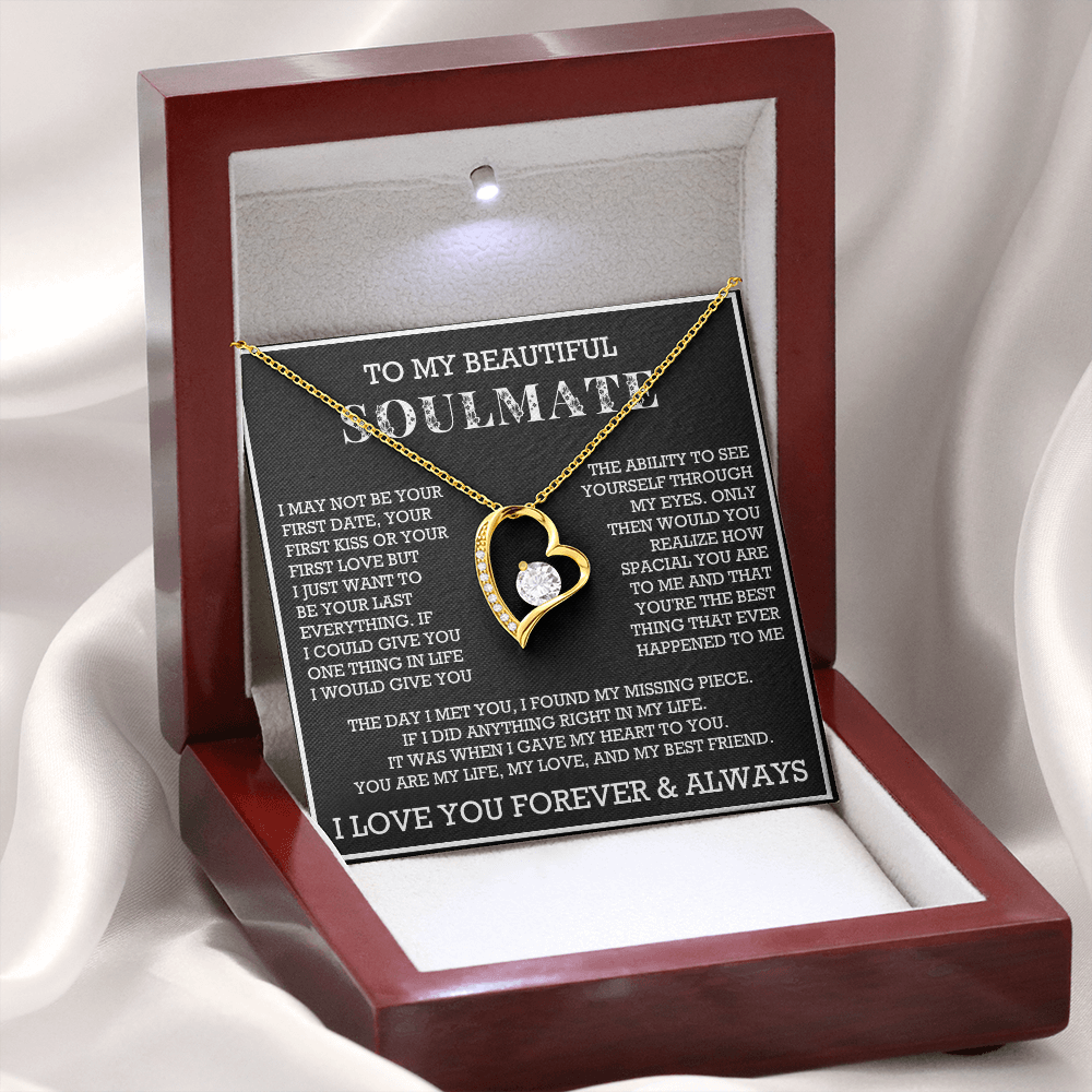 Forever Love To My Soulmate Heart Necklace, Anniversary Soulmate Jewelry, Gift for Girlfriend