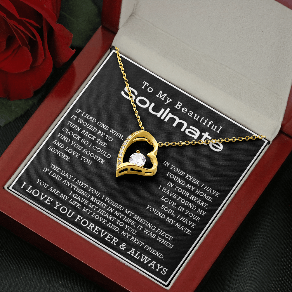 To My Beautiful Soulmate Forever Love Hearts Necklace, Anniversary Gift for Girlfriend with Message Card