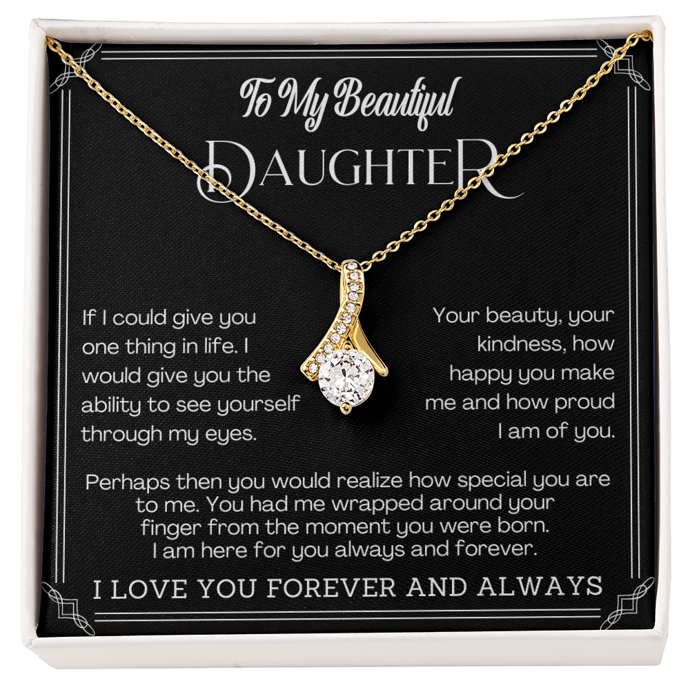 Alluring Beauty Yellow and White Gold Necklace for Daughter with Message card