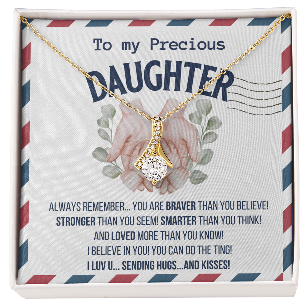To my Precious Daughter, Alluring Beauty Yellow and White Gold Necklace with Message card