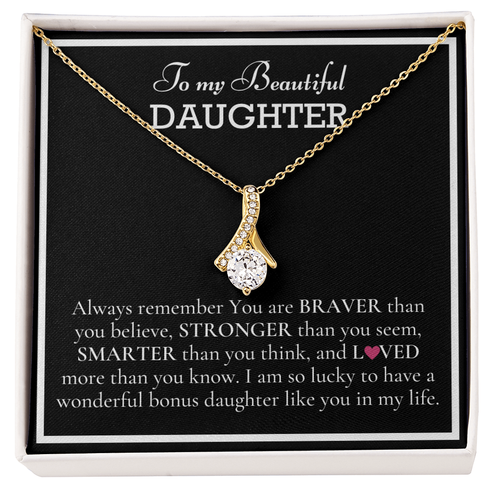 To my Beautiful Daughter, Alluring Beauty Yellow and White Gold Necklace with a Message card