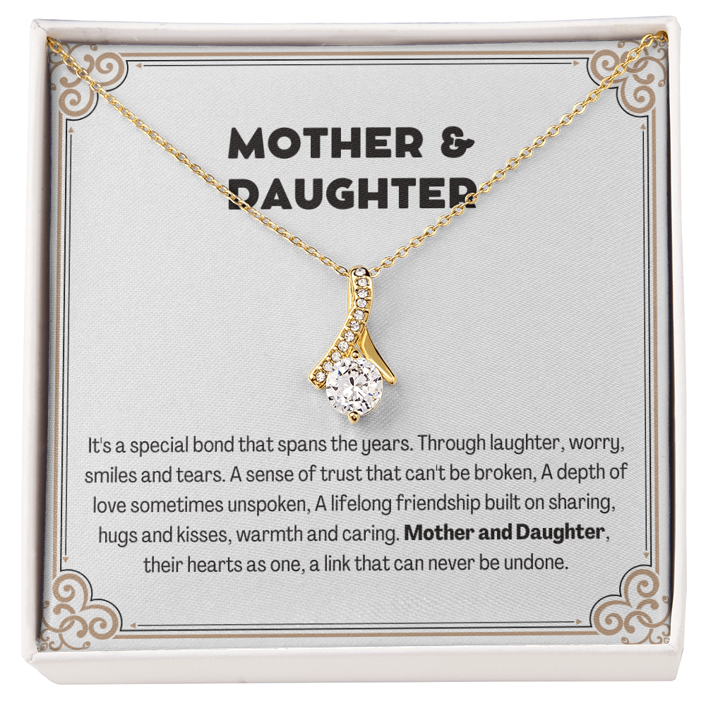 Alluring Beauty Yellow and White Gold Mother and Daughter Necklace with Message card