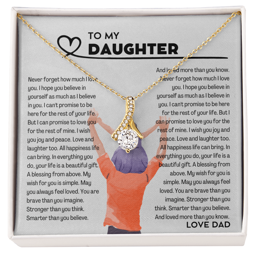 To my Daughter from Dad, Alluring Beauty Yellow and White Gold Necklace with Message card