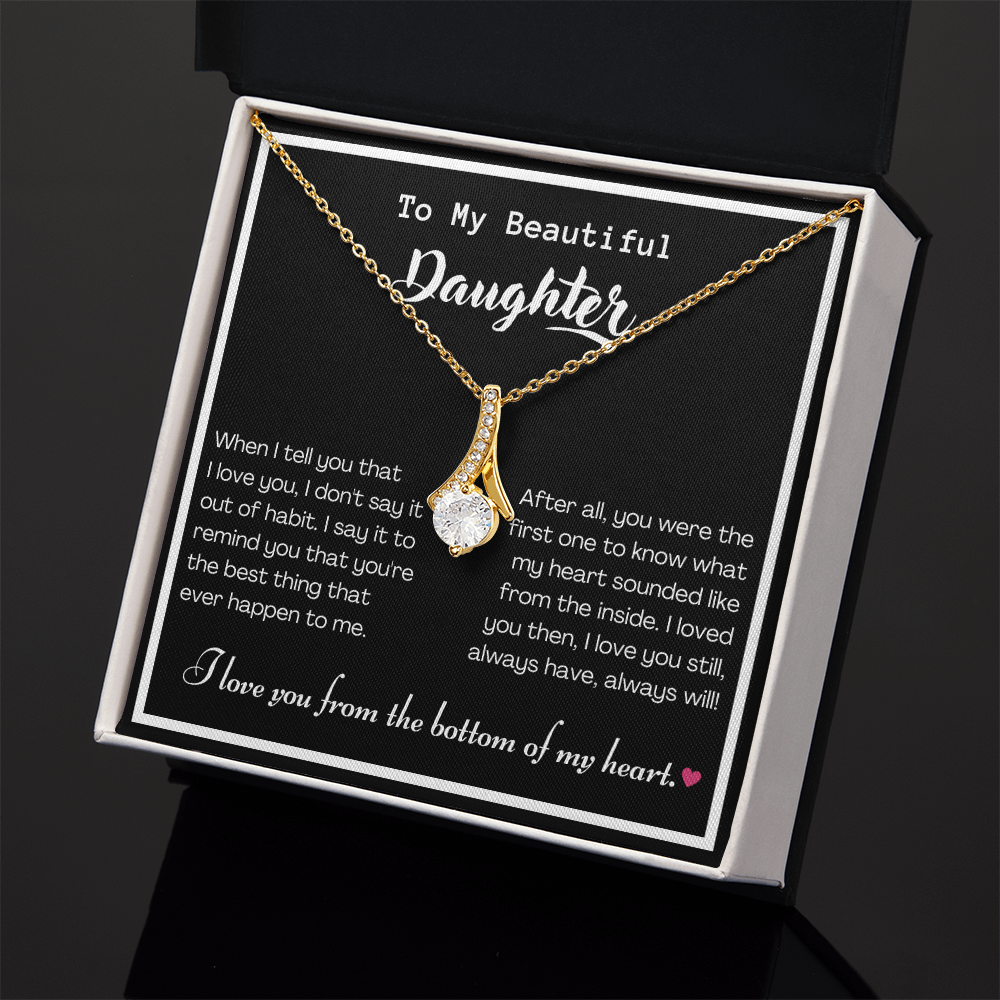 To my Beautiful Daughter, Alluring Beauty Yellow and White Gold Necklace with Message card