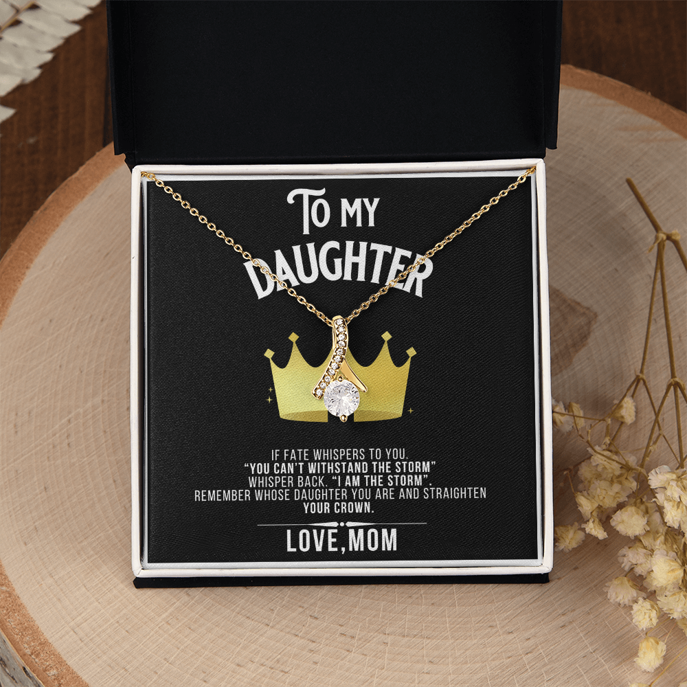 Alluring Beauty To my Daughter Yellow and White Gold Necklace with Message card