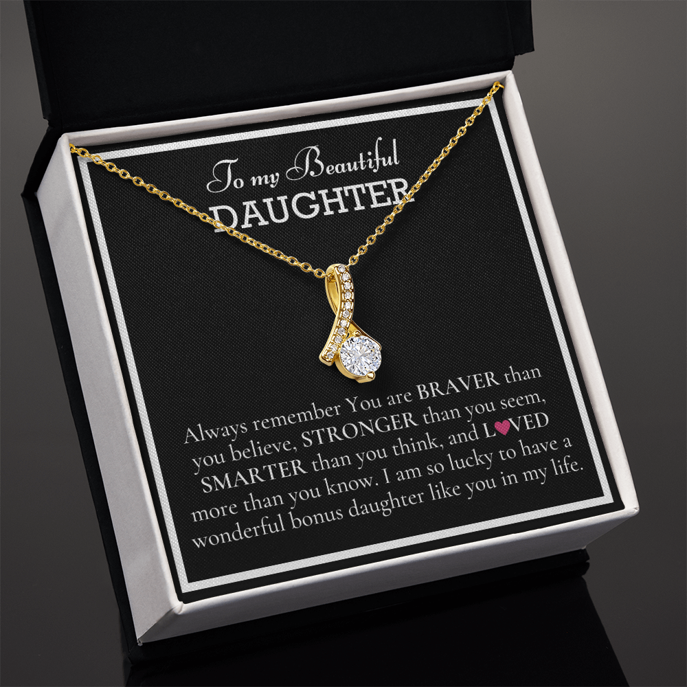 To my Beautiful Daughter, Alluring Beauty Yellow and White Gold Necklace with a Message card