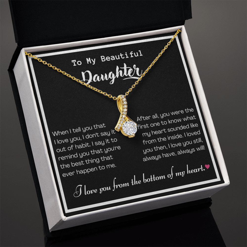 To my Beautiful Daughter, Alluring Beauty Yellow and White Gold Necklace with Message card