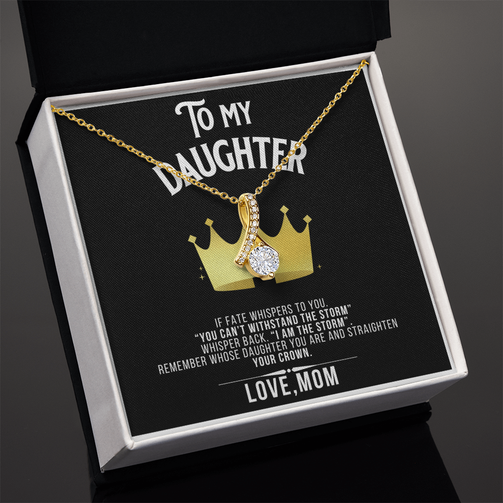 Alluring Beauty To my Daughter Yellow and White Gold Necklace with Message card