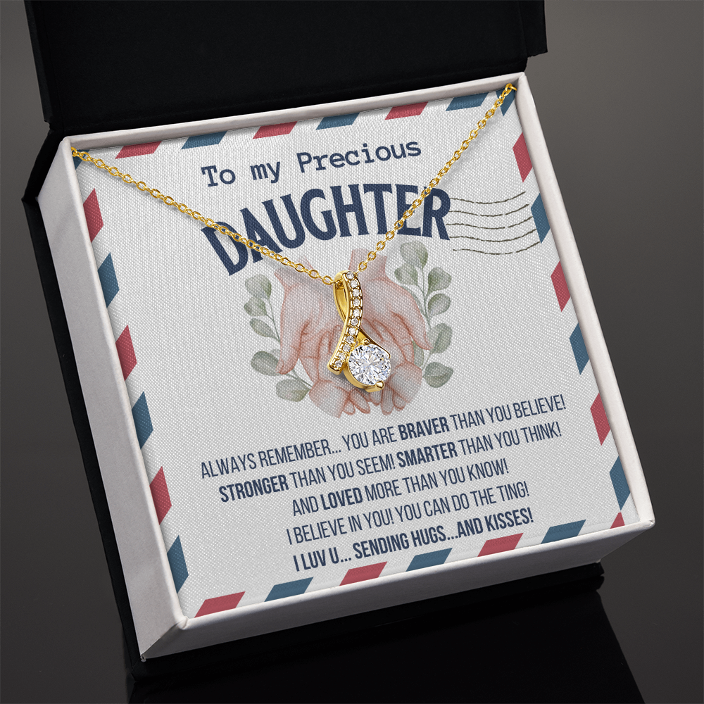 To my Precious Daughter, Alluring Beauty Yellow and White Gold Necklace with Message card