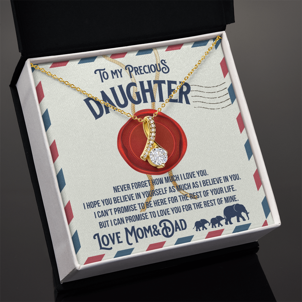 To my precious Daughter, Alluring Beauty Yellow and White Gold Necklace with Message card