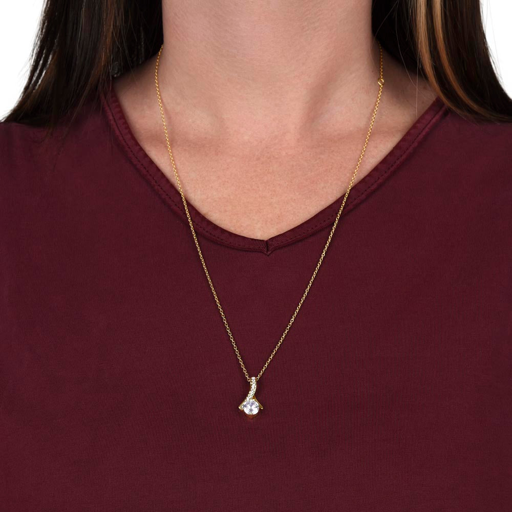 Alluring Beauty Yellow and White Gold Mother and Daughter Necklace with Message card