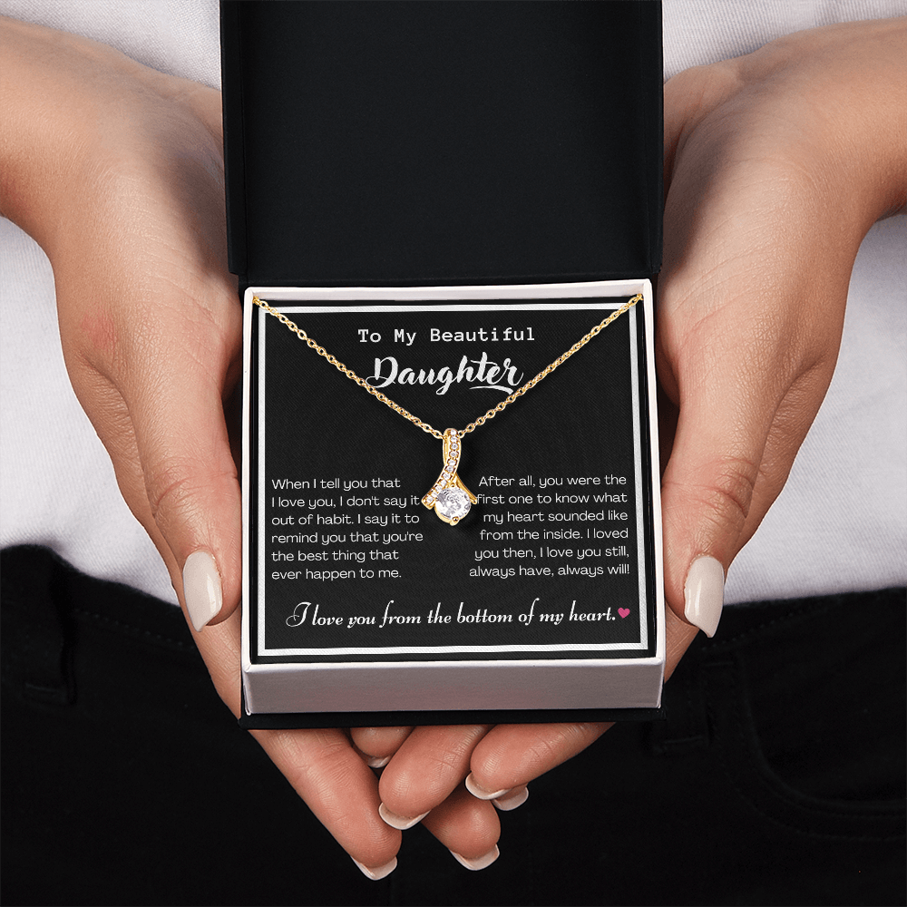 To my Beautiful Daughter, Alluring Beauty Yellow and White Gold Necklace with Message card
