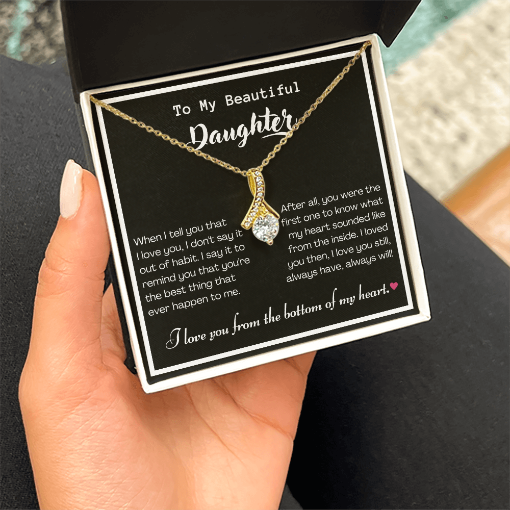 To my Beautiful Daughter, Alluring Beauty Yellow and White Gold Necklace with Message card