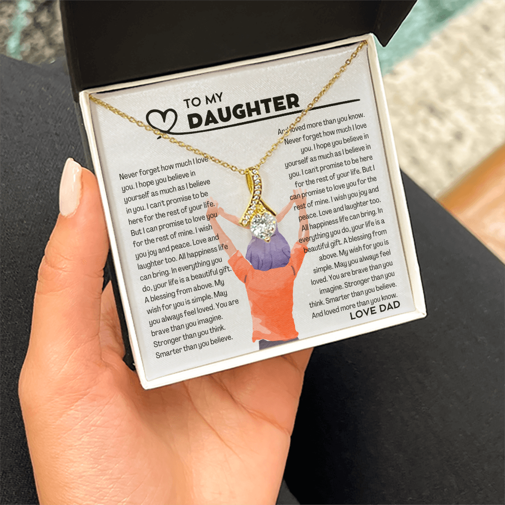 To my Daughter from Dad, Alluring Beauty Yellow and White Gold Necklace with Message card