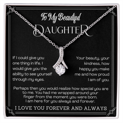 Alluring Beauty Yellow and White Gold Necklace for Daughter with Message card