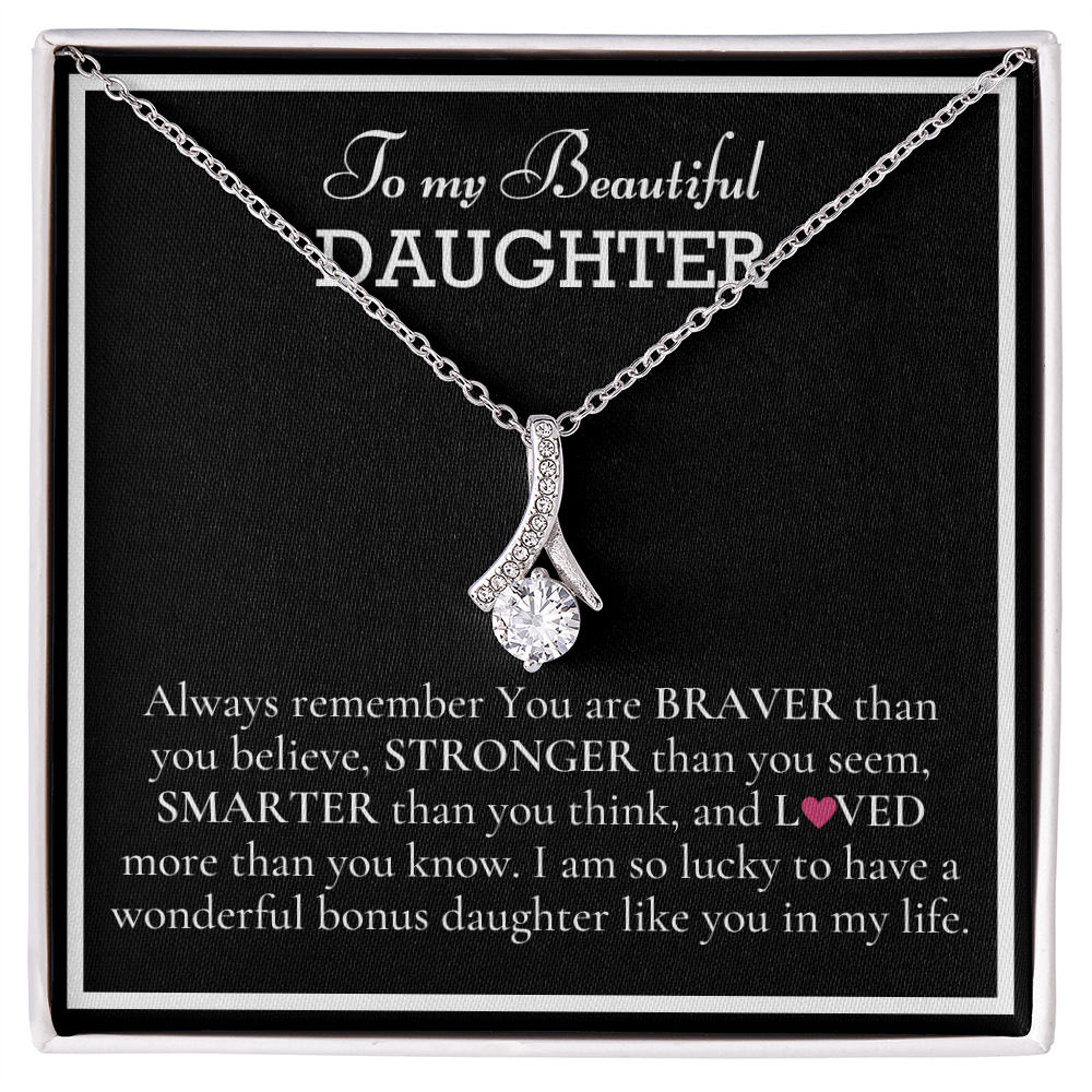 To my Beautiful Daughter, Alluring Beauty Yellow and White Gold Necklace with a Message card