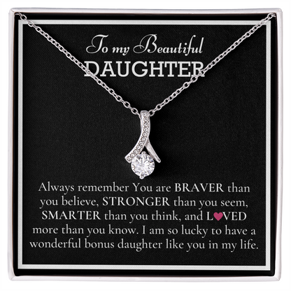 To my Beautiful Daughter, Alluring Beauty Yellow and White Gold Necklace with a Message card