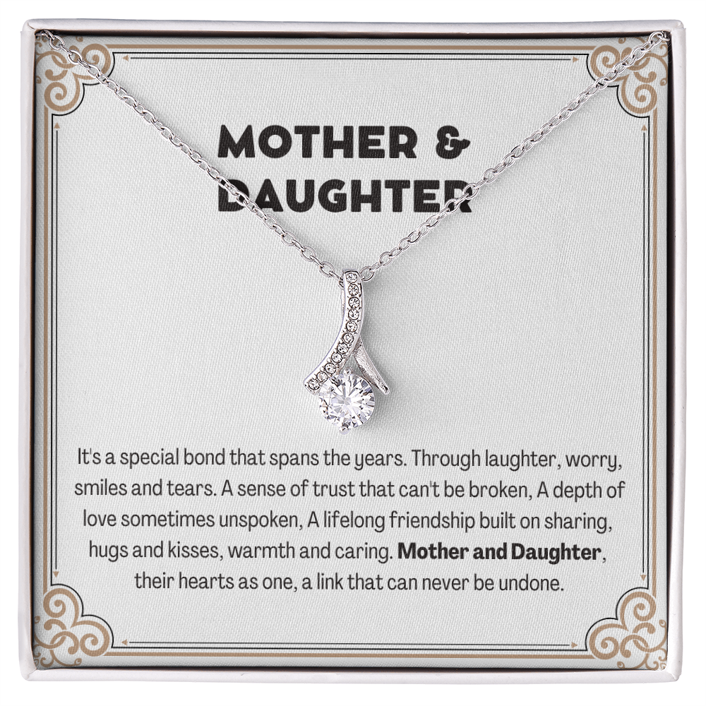 Alluring Beauty Yellow and White Gold Mother and Daughter Necklace with Message card