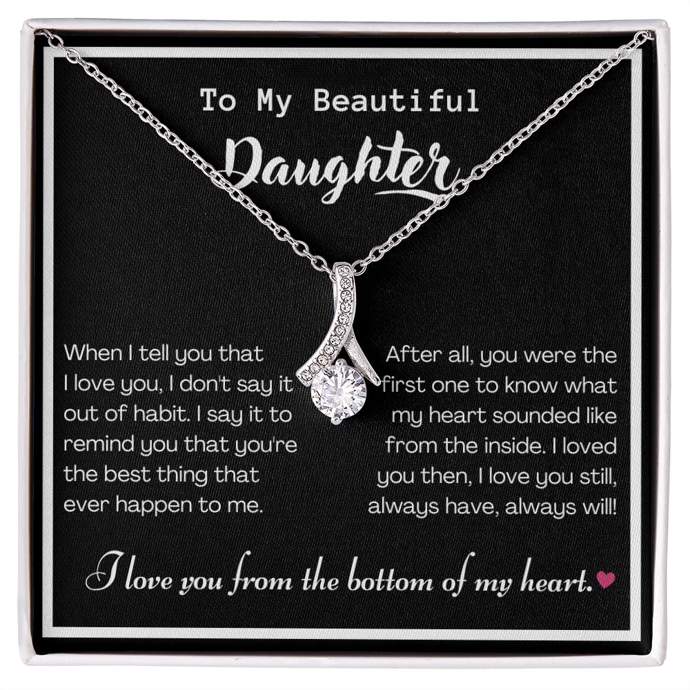 To my Beautiful Daughter, Alluring Beauty Yellow and White Gold Necklace with Message card