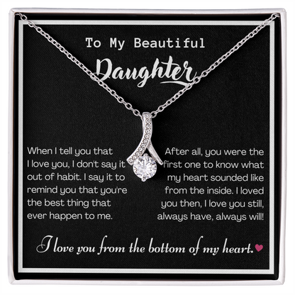 To my Beautiful Daughter, Alluring Beauty Yellow and White Gold Necklace with Message card