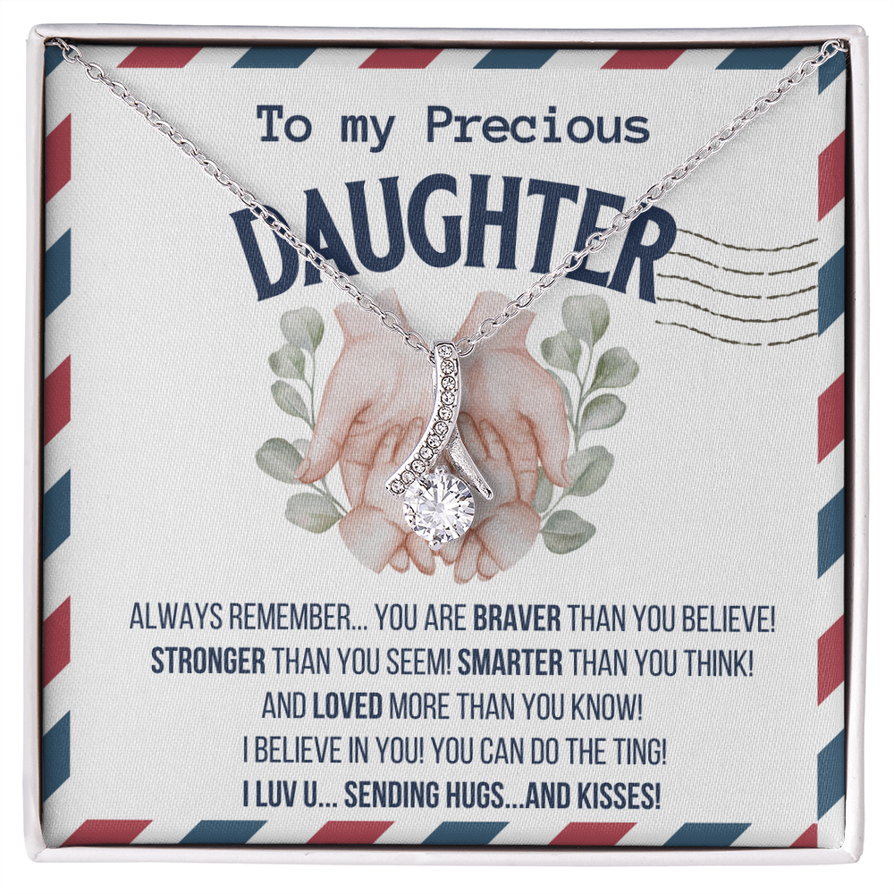 To my Precious Daughter, Alluring Beauty Yellow and White Gold Necklace with Message card